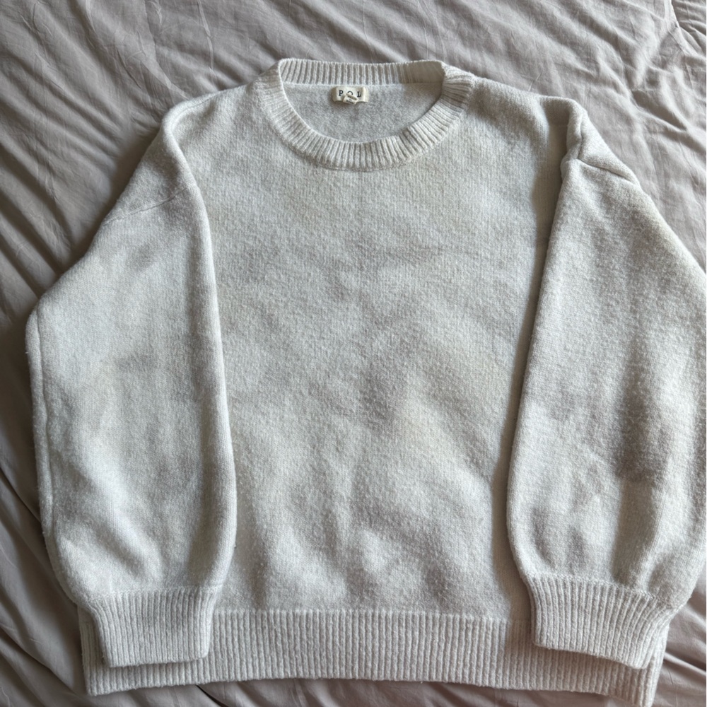 POL Classic Cream Crew Neck Sweater
